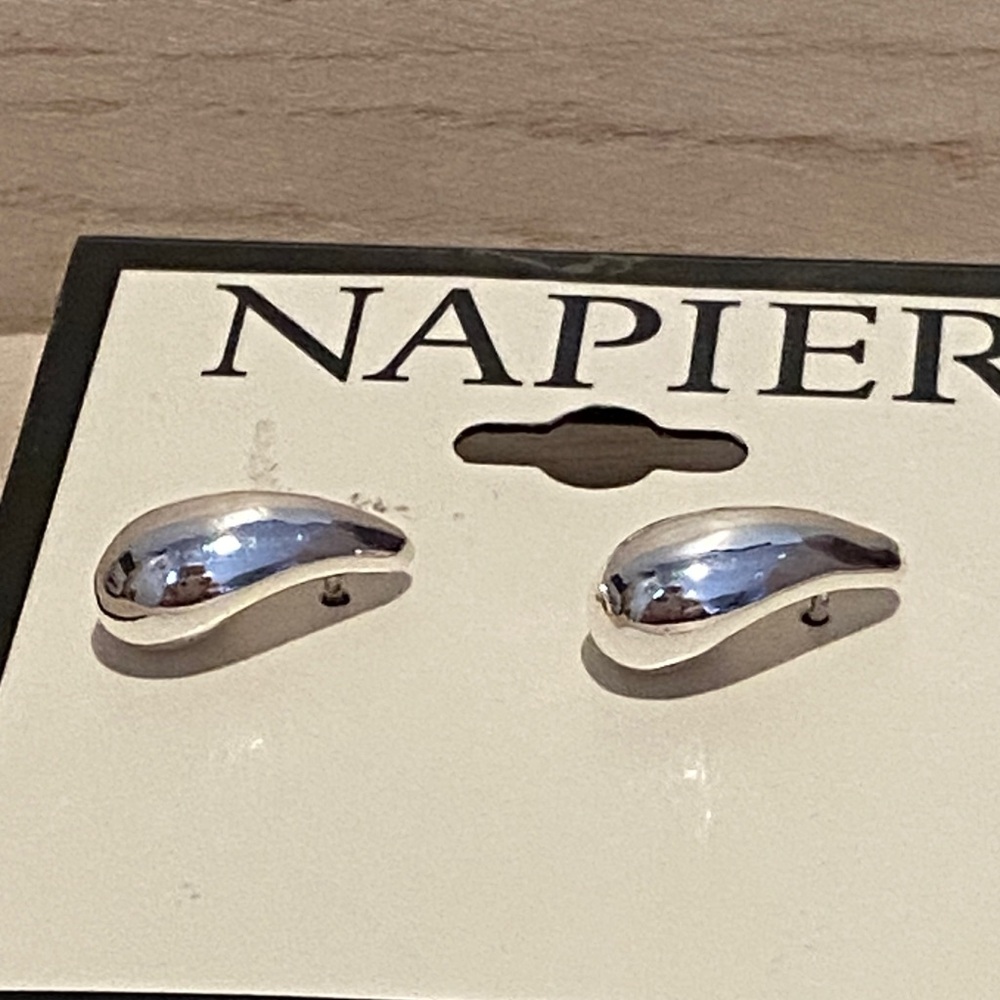 Napier Silver Teardrop Stud Earrings - Picture 3 of 4